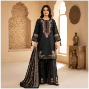 Noir Royale – Black Embroidered 3 Piece Suit