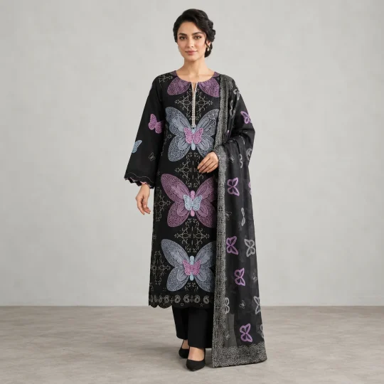 Midnight Flutter – Black Butterfly 3 Piece Suit